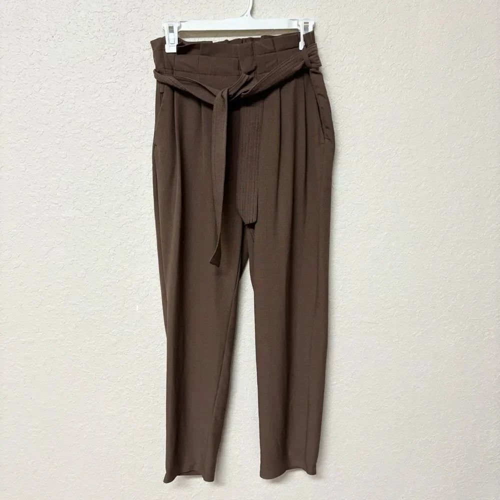 Athleta Skyline Pant II Sz 2 Brown Travel Jogger Work Athleisure Stretch Belted